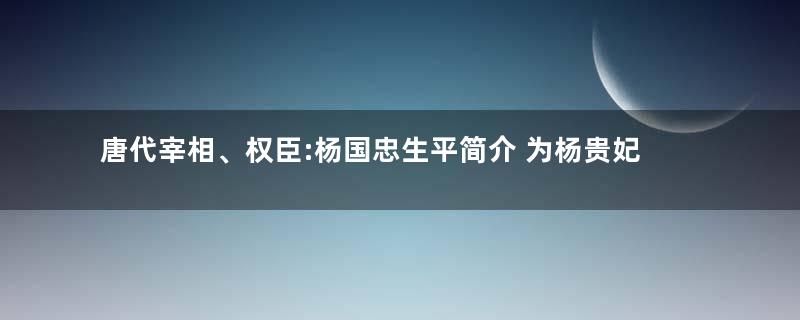 唐代宰相、权臣:杨国忠生平简介 为杨贵妃族兄